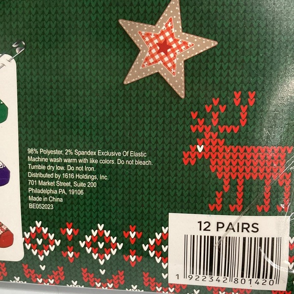 Christmas 12 Days of Ugly Sweater Socks Gift Box 12 Pairs No Show Socks 9-11 - Picture 9 of 10